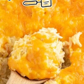piece of Cracker Barrel Hashbrown Casserole in a spoon